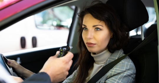driver being asked to take a breath test